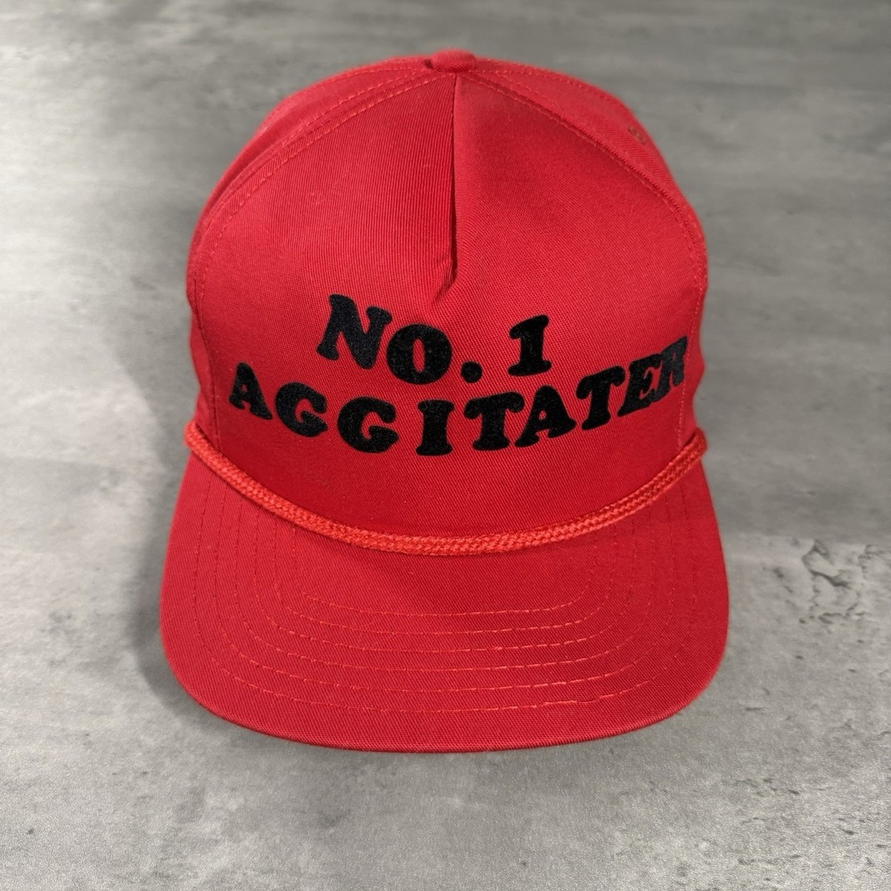 Vintage 80s Comedy Parody Snapback Hat Red Black Funny Annoying Rope Trucker USA
